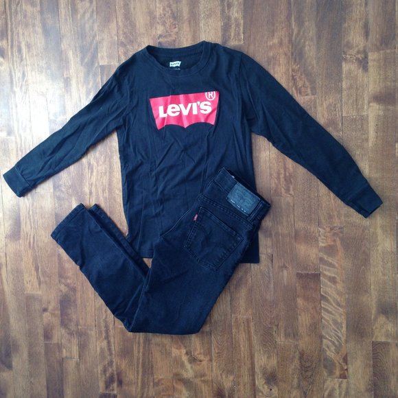 Levi's Bundle - Black Denim Jeans + Black Shirt - Picture 1 of 13